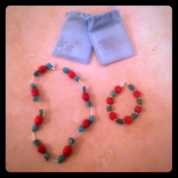 NWT 💯 Genuine turquoise and amber set