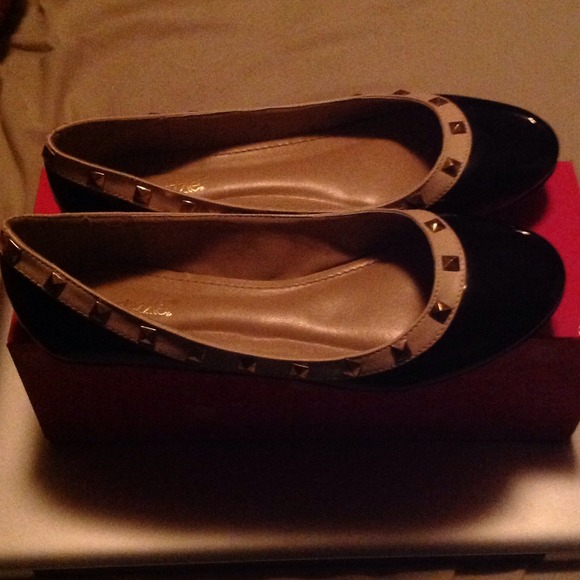Black studded flats