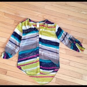 NWT hi-lo colored stripe blouse