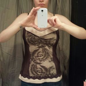 Brown lace tank