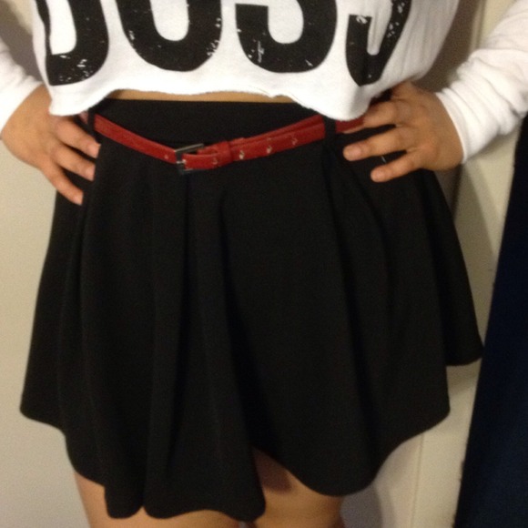 Black high waist school girl skirt