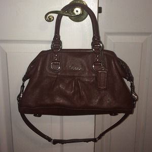 Brown leather coach tote