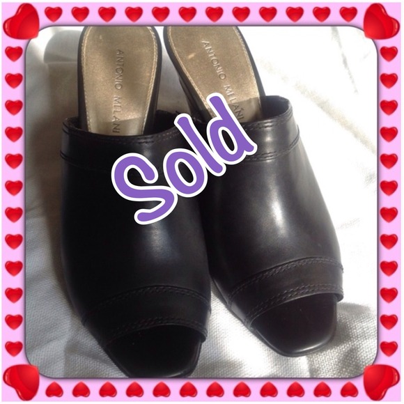 Black and Brown Wedge Open Toe Mule