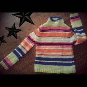 Multi-colored mock neck sweater