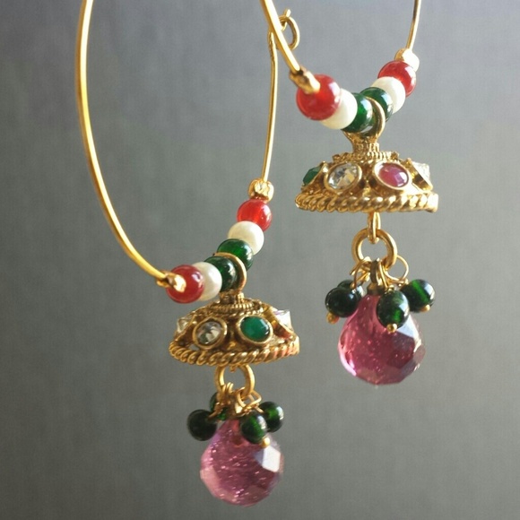 Bollywood hoop earrings _ handmade - Picture 2 of 8