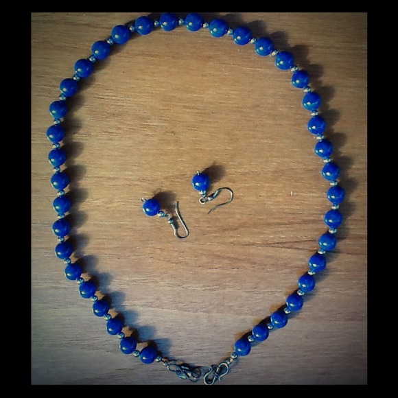 Lapis necklace and earrings