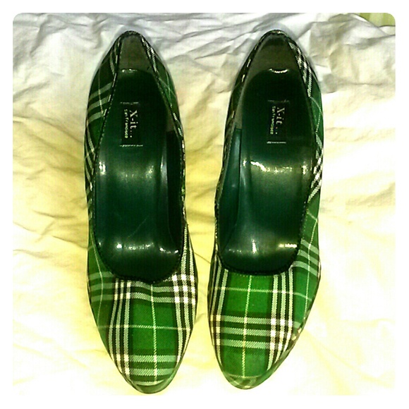 green plaid heels
