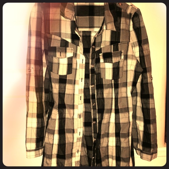 Black and white plaid shirt