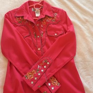 Coral western button down
