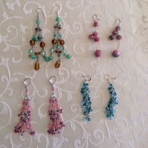 Colorful stone earrings 4 pairs