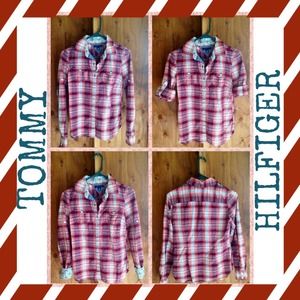 Tommy Hilfiger Plaid Button Up Top