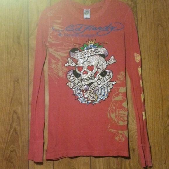 Ed Hardy Long Sleeve Top. Size Small