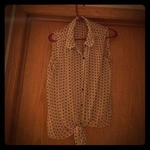 Retro black and white polka dot blouse.