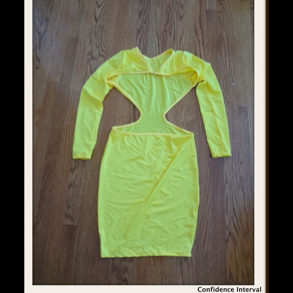 NWOT Yellow flashy bodycon stretch dress - Picture 4 of 4