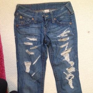 NWOT True Religion Distressed Boot Cut Jeans