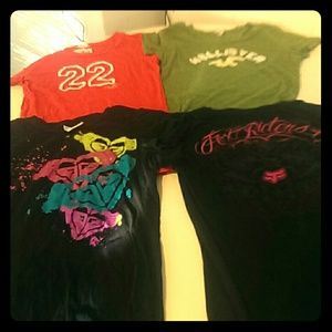 2 Hollister tee shirts, 1 Roxy tee, 1 Fox tee