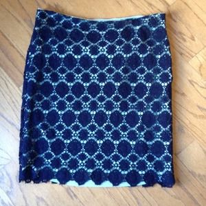 Navy lace skirt with mint green lining reduced