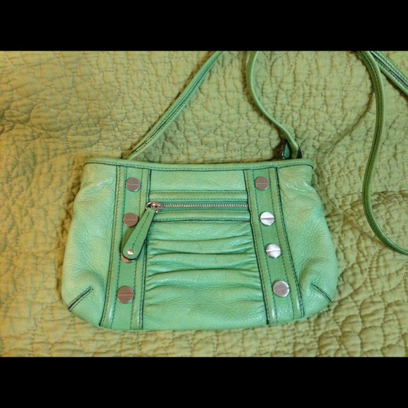 Makowsky distressed green leather crossbody bag