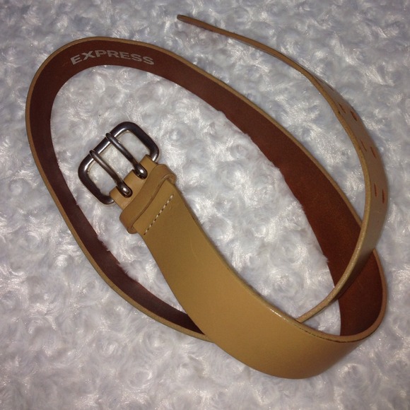 Beige leather Express belt