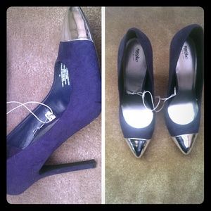 Sz 10 blue and silver heels