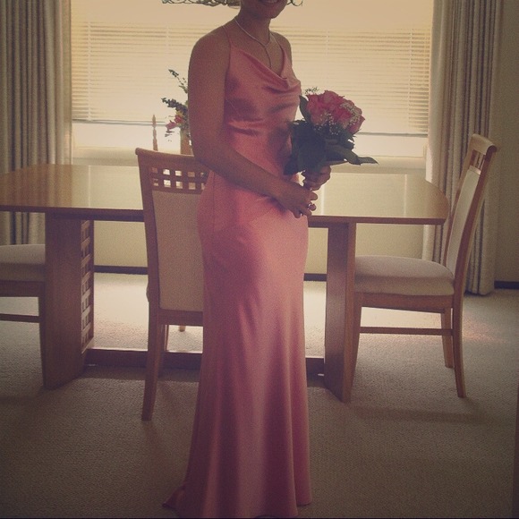 ABS by Allen Schwartz pink silk evening gown