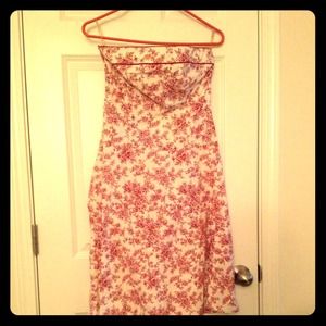 White and red knee high, strapless dress