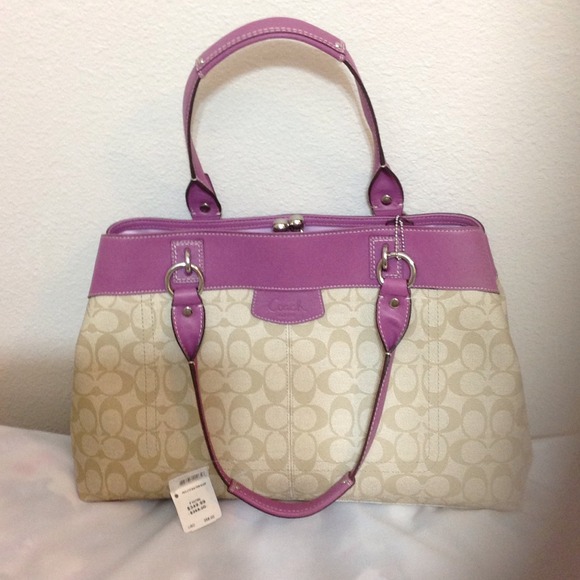 Purple and beige large coach bag. NWT