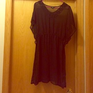 Black sheer dress with a crocheted neckline