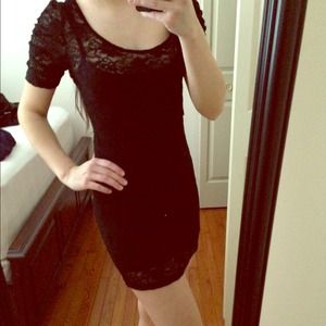 Sexy lace mini black dress