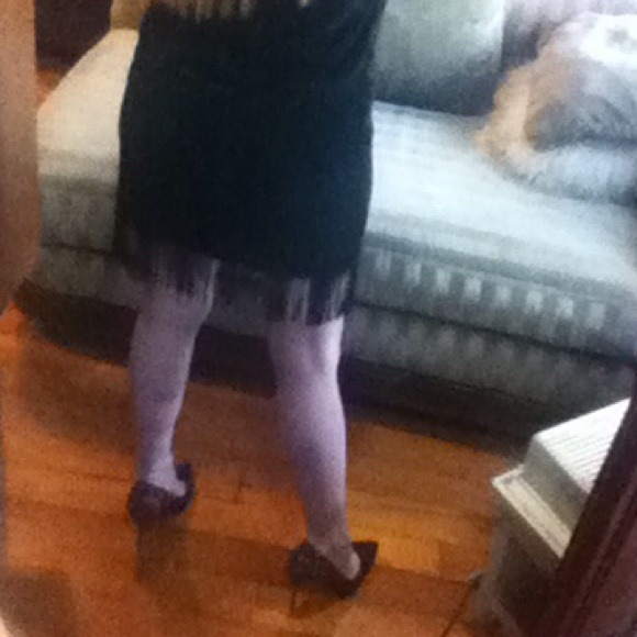 Black Lace Metallic Fringed Mini Skirt 🌺 - Picture 2 of 4