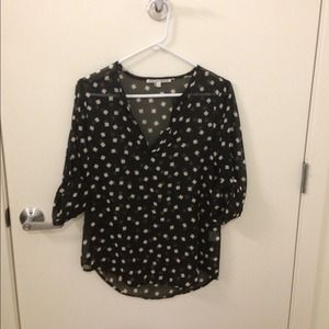 Sheer Print Blouse black and cream