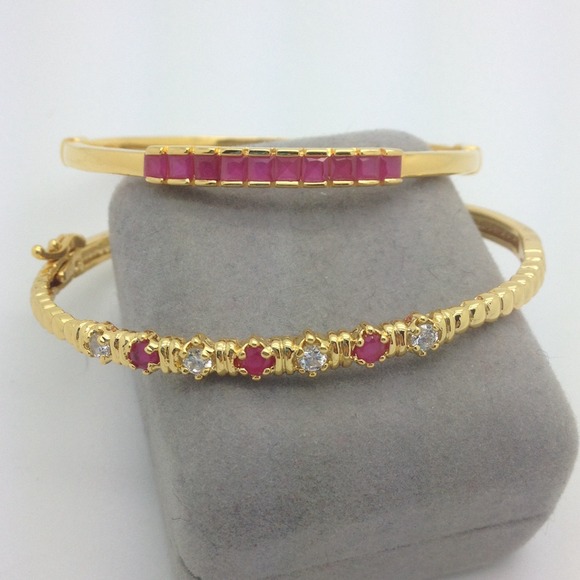 Jewelry - Two Beautiful 'Ruby' Gold Bracelets