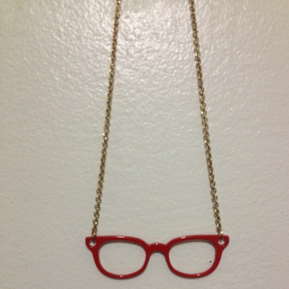 Brand new forever 21 red nerd glasses necklace