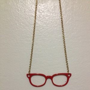 Brand new forever 21 red nerd glasses necklace