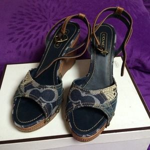 COACH Denim Wedges
