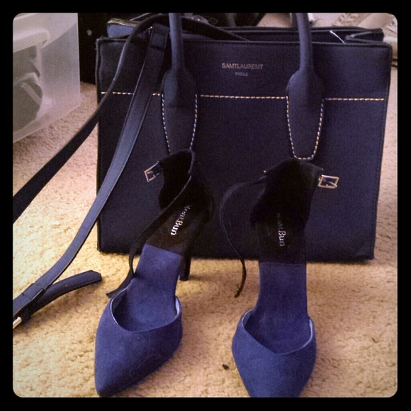 samtlauremt handbag and dark blue MEETBUN highHEEL - Picture 1 of 4