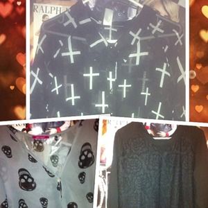 Black Sweatshirt Cross Blouse & skull blouse