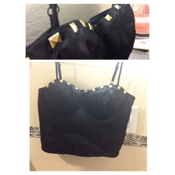 Black/gold studded bralette top
