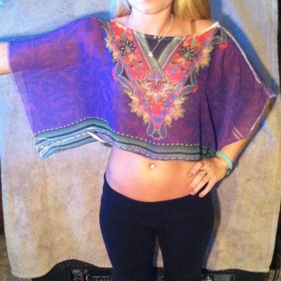 Purple hippie crop top