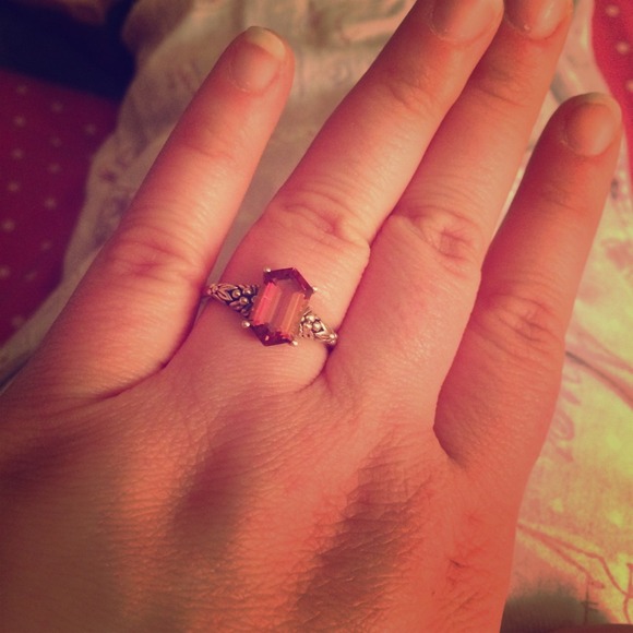 sterling Silver pink topaz ring