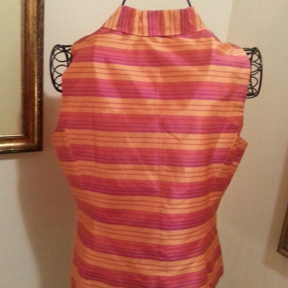 *Ann Taylor* 100% Silk Multi-Striped Sleeveles Top - Picture 2 of 4