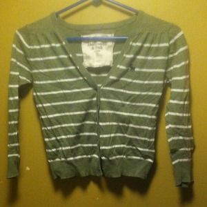 Green and white stripped cardigan