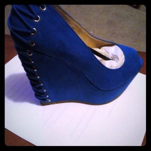 Royal Blue Wedge Lace- up