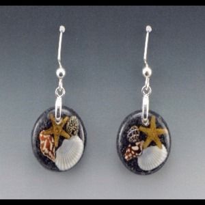 Sand and Sea Resin Circle Earrings