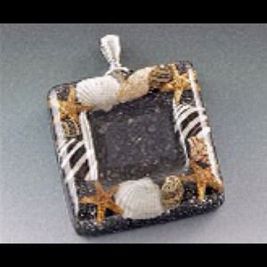 Sand and Sea Resin Square Pendant