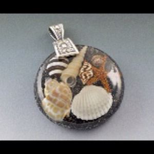 Sand and Sea Resin Circle Pendant