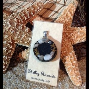 Sand and Sea Resin Circle Pendant
