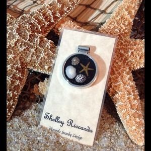 Sand and Sea Silver Component Resin Pendant