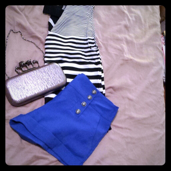 Royal Blue Nautical High Waisted Shorts