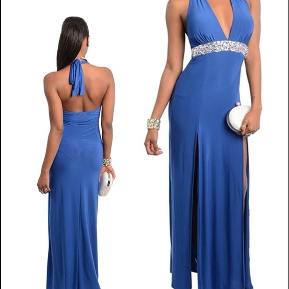 💐🟡Royal Blue Evening Gown-Medium - Picture 3 of 5